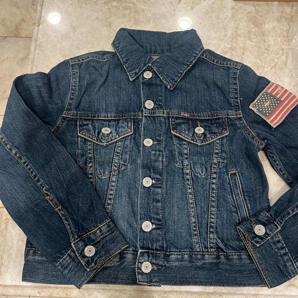 Ralph Lauren Blue Denim Kids Jacket with Flag Patch